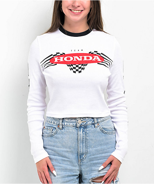 JT Racing x Honda Nitro Speed White Long Sleeve Crop T Shirt Zumiez