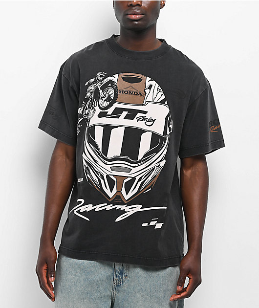 JT Racing x Honda Pump Black Washed T-Shirt | Zumiez