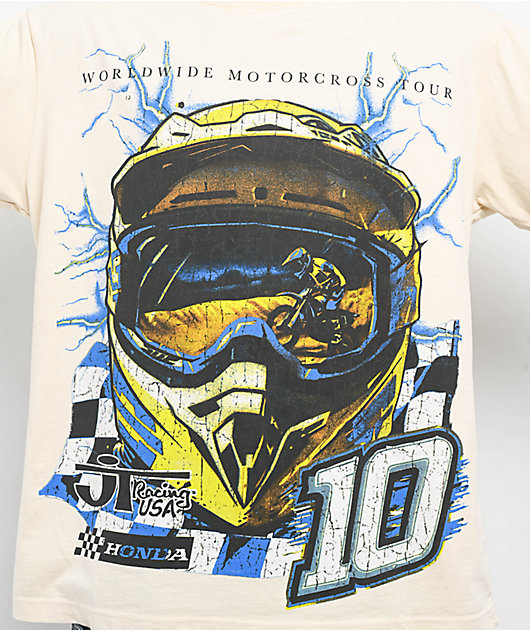 JT Racing x Honda World Wide Cream T-Shirt | Zumiez
