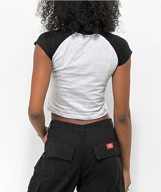 JV by Jac Vanek Hottie Black & Grey Crop T-Shirt