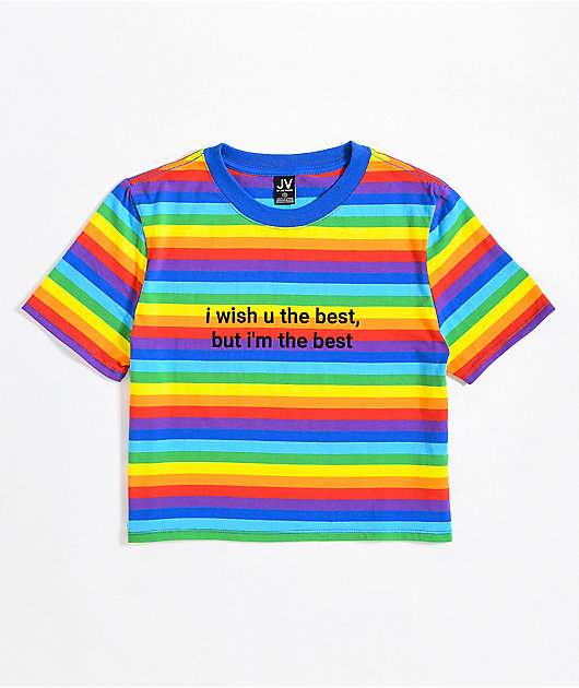 Jv By Jac Vanek I M The Best Rainbow Stripe Crop T Shirt Zumiez