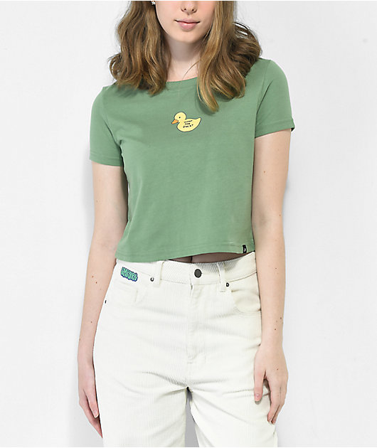 JV by Jac Vanek What The Duck Green Crop T-Shirt