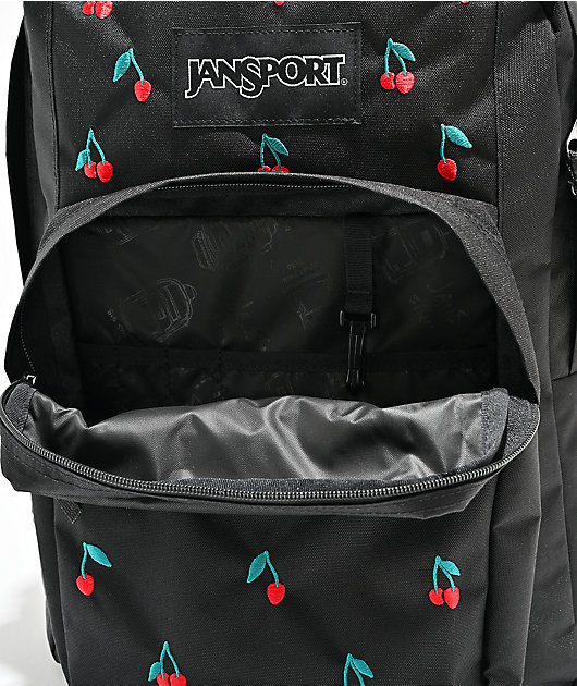 Jansport Big Plans Embroidered Cherry Black Backpack