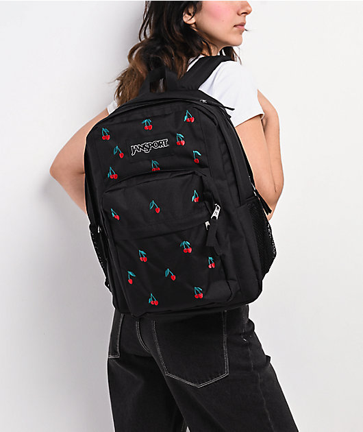 Jansport Big Plans Embroidered Cherry Black Backpack