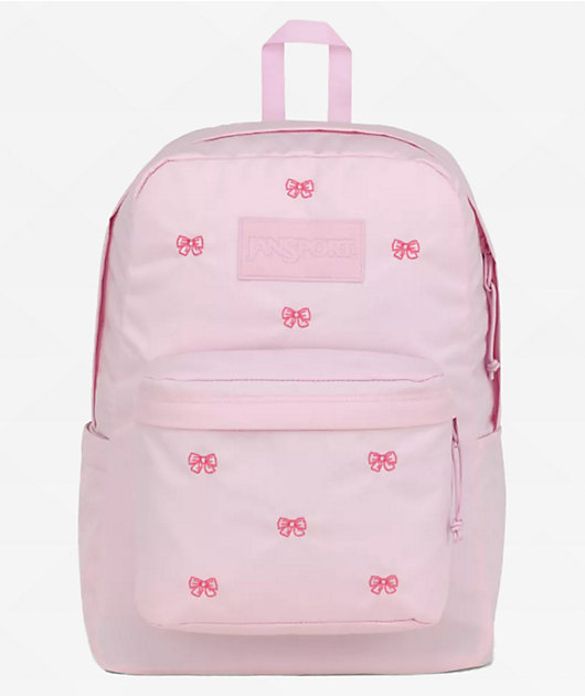 Jansport Superbreak Plus Embroidered Bows Pink Backpack Zumiez