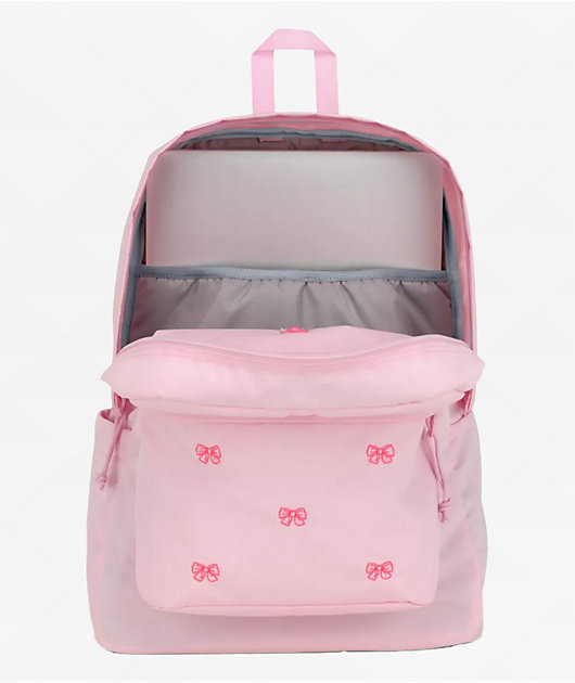 Jansport Superbreak Plus Embroidered Bows Pink Backpack