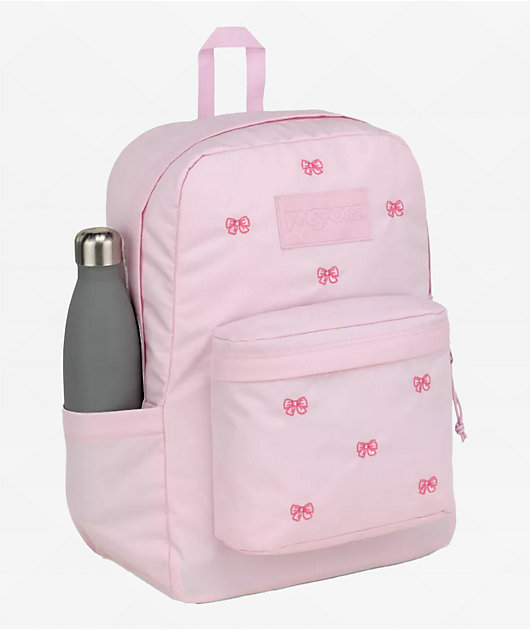 Jansport Superbreak Plus Embroidered Bows Pink Backpack