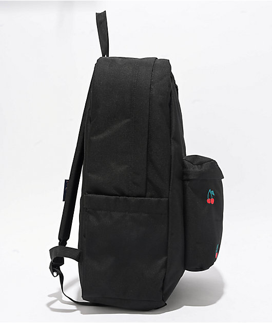 Jansport Superbreak Plus Embroidered Cherry Black Backpack
