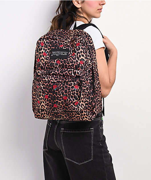 Jansport Superbreak Plus Leopard Rose Brown Backpack
