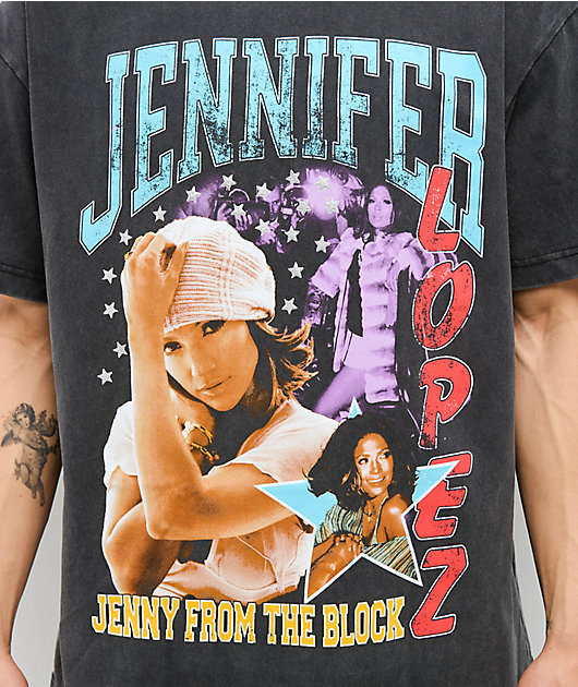 Jennifer Lopez Jenny From The Block Black Wash T-Shirt