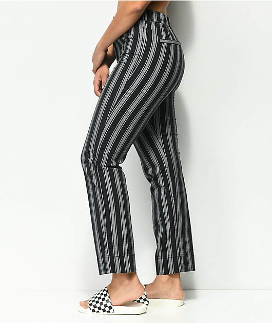 black and white striped crop pants