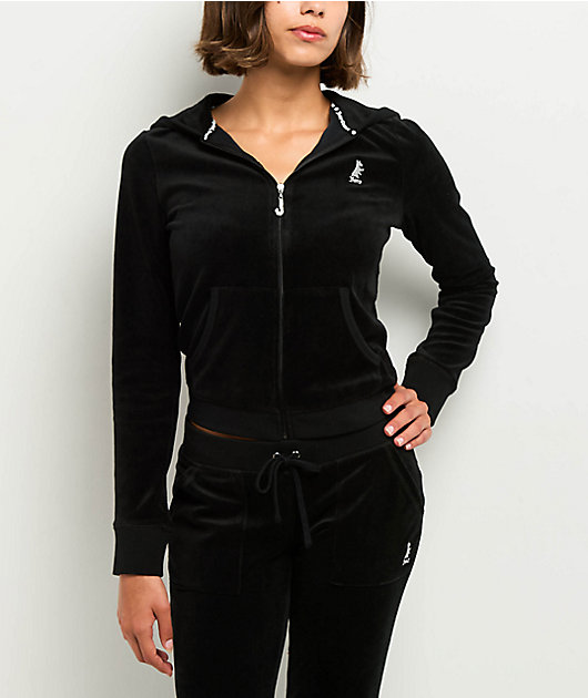 Juicy Couture Scottie Dog Black Cotton Velour Zip Hoodie Zumiez