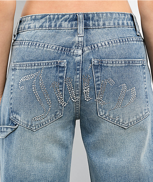 Juicy Couture Abbot Rhinestone Blue Carpenter Jeans | Zumiez