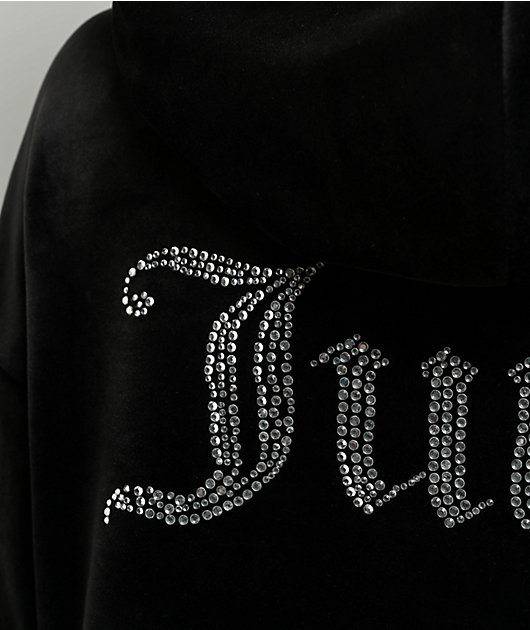Juicy Couture Big Bling High Low Licorice Crop Hoodie | Zumiez