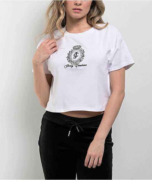 Juicy Couture Bleached White Crop T-Shirt | Zumiez