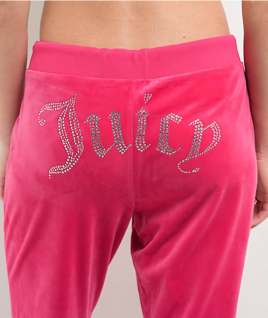 Juicy Couture Bling Free Love Velour Track Pants | Zumiez