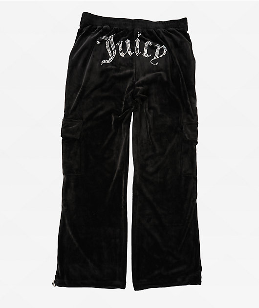 Juicy Couture Bling Licorice Velour Cargo Track Pants | Zumiez