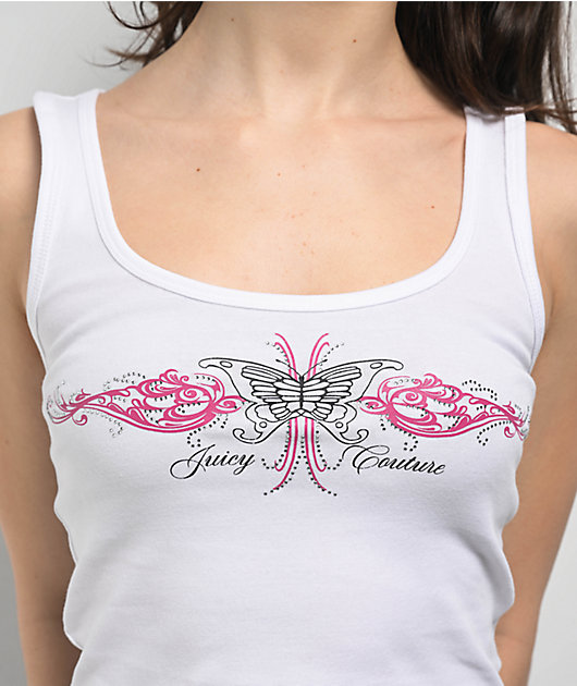 Juicy Couture Butterfly White Crop Tank Top