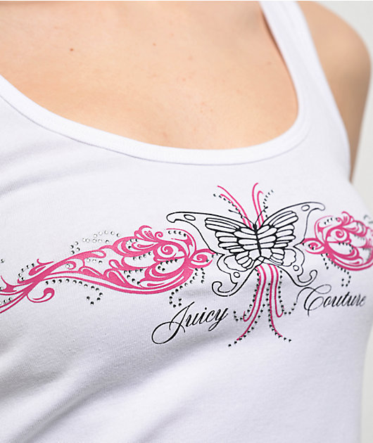 Juicy Couture Butterfly White Crop Tank Top