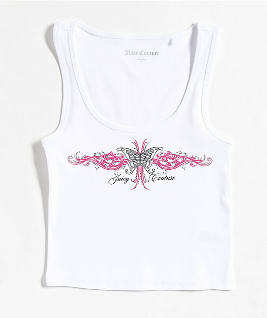 Juicy Couture Butterfly White Crop Tank Top