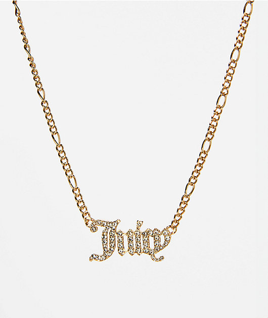 Juicy Couture Crystal Script Goldtone Necklace