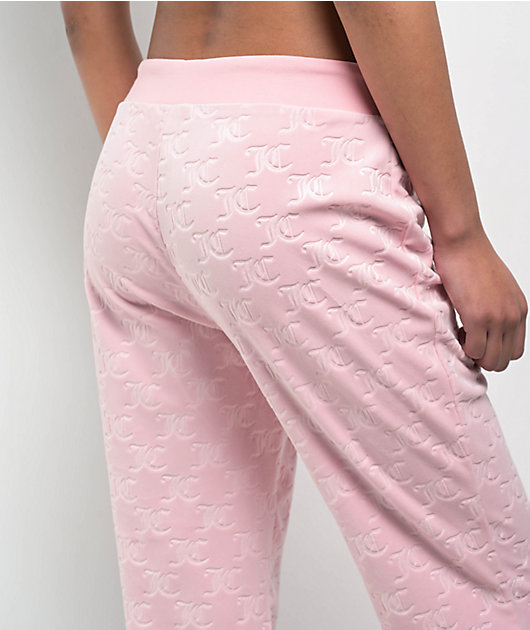 Juicy Couture Embossed Whisper Pink Velour Track Pants | Zumiez