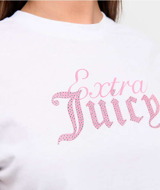 Juicy Couture Extra Juicy White Crop T-Shirt | Zumiez
