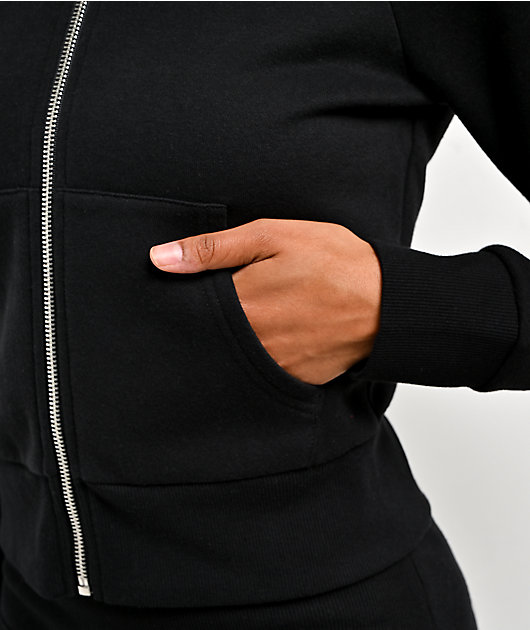 Juicy Couture Faux Fur Black Crop Zip Hoodie