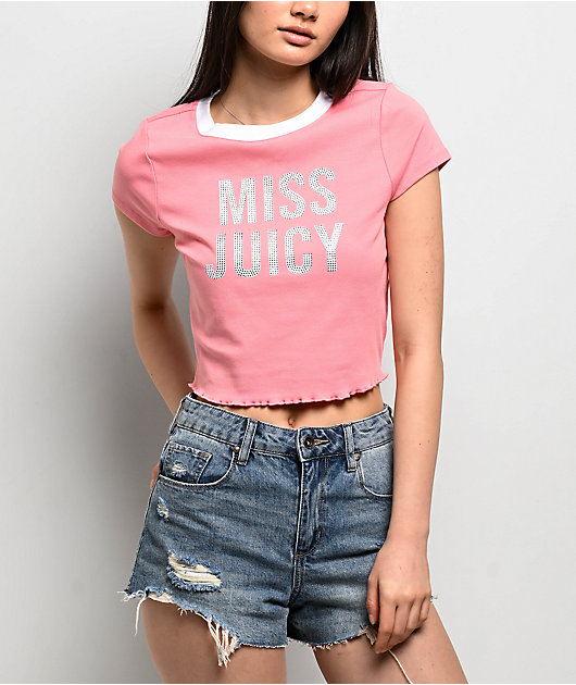 Juicy Couture Miss Juicy Pink Crop T-Shirt | Zumiez