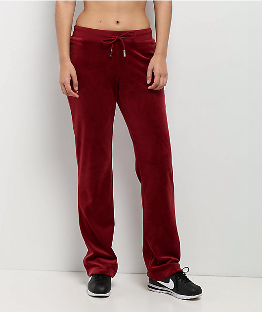 Juicy Couture OG Big Bling Coco Red Velour Track Pants | Zumiez