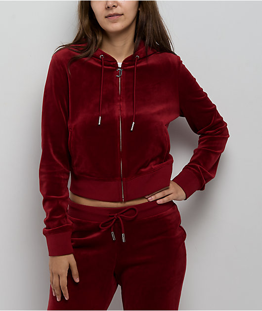 Juicy Couture OG Big Bling Coco Red Velour Zip Hoodie | Zumiez