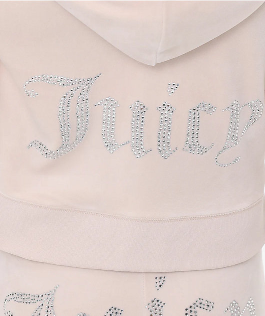 Juicy Couture OG Big Bling Crystal Velour Zip Hoodie | Zumiez