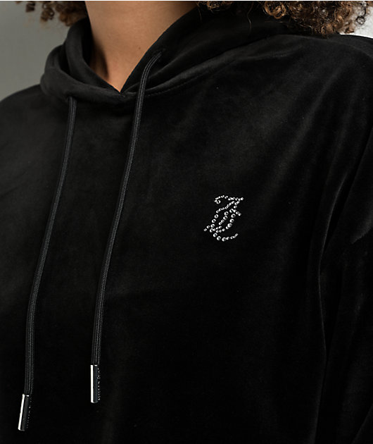 Juicy Couture Big Bling High Low Licorice Crop Hoodie