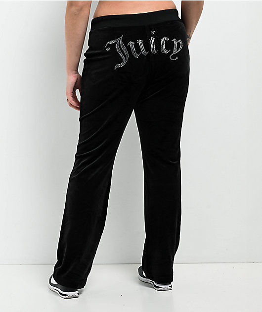 Juicy Couture OG Big Bling Licorice Velour Track Pants