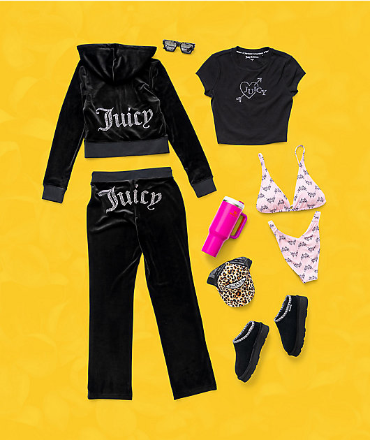 Juicy Couture OG Big Bling Licorice Velour Track Pants | Zumiez