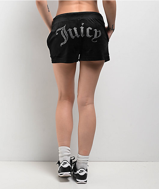 Juicy Couture OG Big Bling Licorice Velour Track Shorts