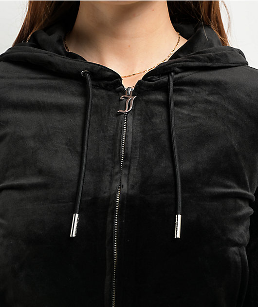 Juicy Couture OG Big Bling Licorice Velour Zip Hoodie