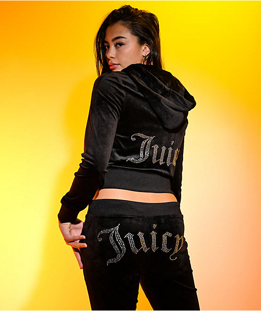 Juicy Couture OG Big Bling Licorice Velour Zip Hoodie | Zumiez