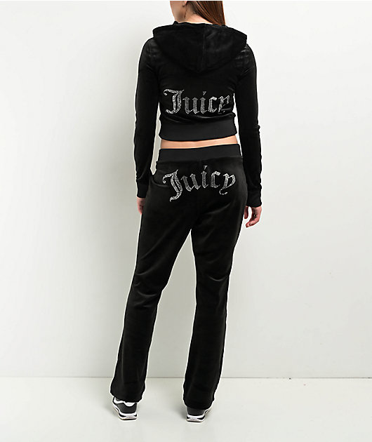 【Juicy Couture】 OG BIG BLING VELOUR HOODIE Black Liquorice OG Big Bling Velour Hoodie - Juicy Couture