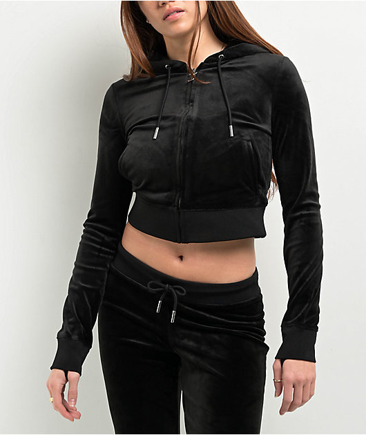Juicy Couture OG Big Bling Licorice Velour Zip Hoodie