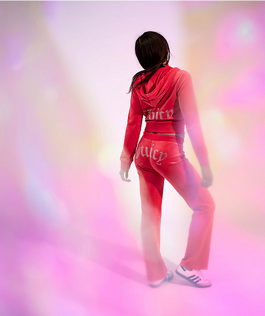 Juicy Couture OG Big Bling Maraschino Cherry Velour Zip Hoodie