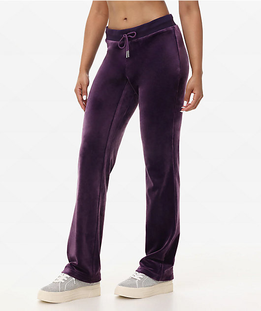 Juicy Couture OG Big Bling Plum Velour Track Pants | Zumiez