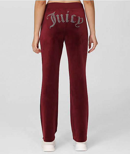 Juicy Couture OG Big Bling Red Dahlia Velour Track Pants