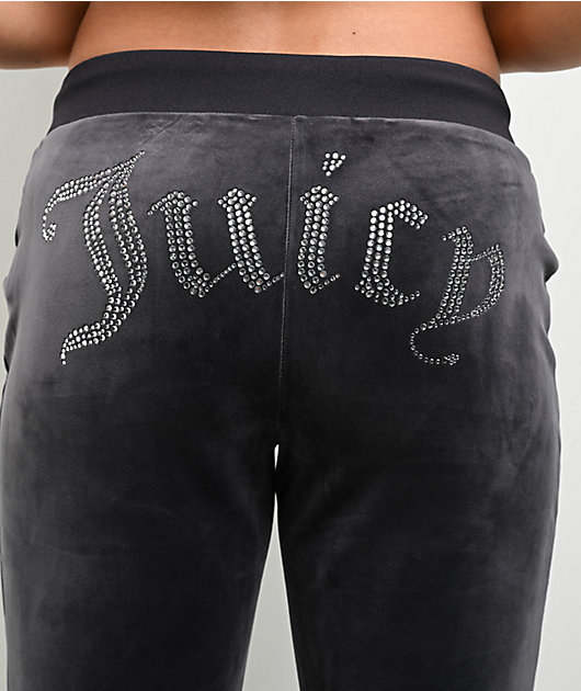 Juicy Couture OG Big Bling Titanium Velour Track Pants | Zumiez