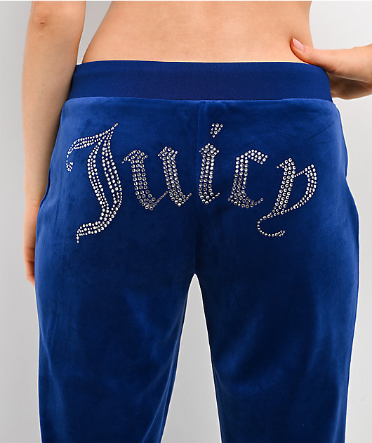 Juicy Couture OG Big Bling Varsity Blue Velour Track Pants