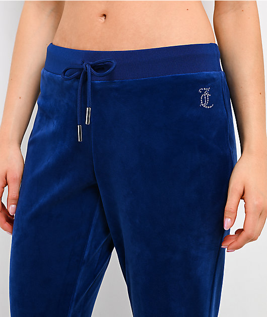 Juicy Couture OG Big Bling Varsity Blue Velour Track Pants