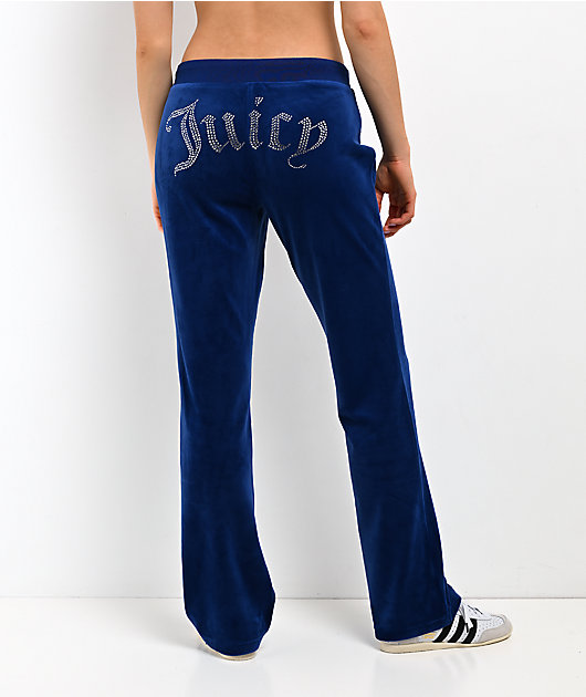 Juicy Couture OG Big Bling Varsity Blue Velour Track Pants