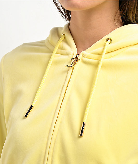 Juicy Couture OG Big Bling Yellow Iris Velour Zip Hoodie