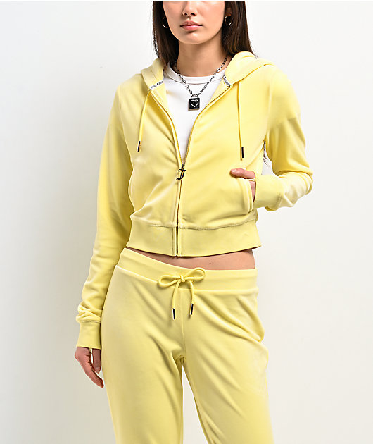 Juicy Couture Big Bling Velour Women Hoodie - Yellow Iris