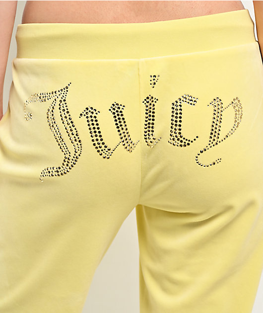 Juicy Couture OG Bling Yellow Iris Velour Track Pants